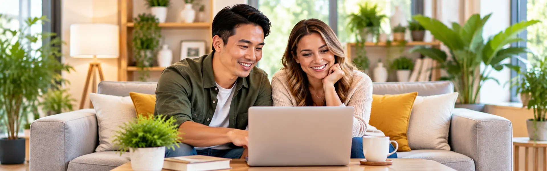man and woman sitting with laptop in desk
